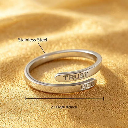 TRUST GOD Engraved Ring - angle view